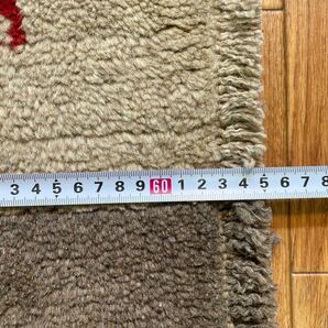 1000円スタート 在庫処分 期間限定 ネット価格 手織りペルシャ絨毯 新品 ギャッベ 楕円形 ラグ カーペット 120×62cmの画像7