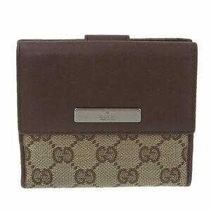 【本物保証】 グッチ GUCCI GGキャンバスWホック ダブルホック折財布 茶 ブラウン 05504 2184