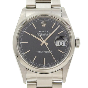 【本物保証】 箱・保付 新品同様 ロレックス ROLEX デイトジャスト ボーイズ メンズ 自動巻き オートマ 腕時計 黒文字盤 16200 Y番