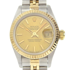 【本物保証】 箱付 新品同様 ロレックス ROLEX デイトジャスト コンビ 腕時計 シャンパンゴールド文字盤 69173 S番 2023/11OH済