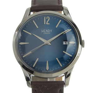 【本物保証】 箱・保付 美品 ヘンリー ロンドン HENRY LONDON ナイツブリッジ メンズ クォーツ 電池 腕時計 日付 デイト HL39S0103