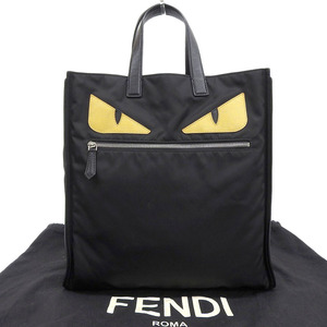 【本物保証】 布袋付 フェンディ FENDI バグズモンスター 縦型 ハンドバッグ 黒 ブラック 7VA367