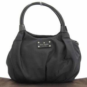 【本物保証】 布袋付 ケイトスペード KATE SPADE スモール カレン ハンドバッグ ナイロン ブラック PXRU2272 内側水玉 ドット柄 軽い