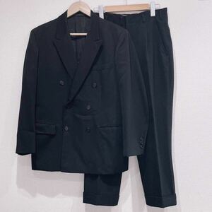 【MITSUKOSHI】ミツコシ ダブルスーツ セットアップ フォーマル 高級感 リッチ 紳士 無地 ブラック メンズ サイズ94 A4号/Y7362AA