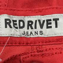 【RED RIVET JEANS】レッドリベットジーンズ デニムパンツ レッド 赤 スキニーパンツ 革パッチ カラージーンズ メンズ サイズ38/Y8615SS_画像7