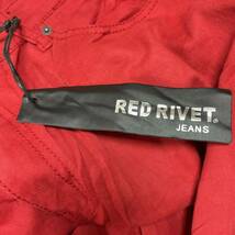 【RED RIVET JEANS】レッドリベットジーンズ デニムパンツ レッド 赤 スキニーパンツ 革パッチ カラージーンズ メンズ サイズ38/Y8615SS_画像10