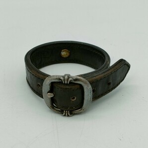 1円〜 CHROME HEARTS クロムハーツ GUNSLINGER ガンスリンガー レザーブレスレット 留め具 シルバー 925 STERLING ブラックカラー 黒系の画像1