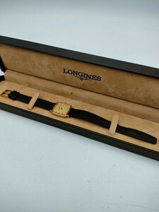 1円〜 LONGINES ロンジン 腕時計 クォーツ ゴールド系 ゴールドカラー 2針 ケースつき 箱つき ★