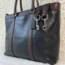 1円〜【極美品・定価10万】COACH コーチ メトロポリタン トートバッグ ビジネスバッグ 本革 大容量 バイカラー A4/PC◎ 2way 黒 ショルダー_画像1