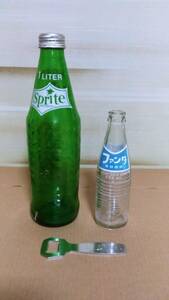 コカ・コーラ　スプライト1リトッル瓶 & ファンタ瓶200ml 及びオープナー、3点