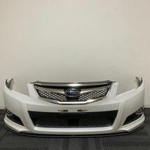 中古 スバル BR9 BM9 レガシィ 前期 純正 フロントバンパー 純正オプション STI フロントスポイラー 白 パールホワイト_画像1