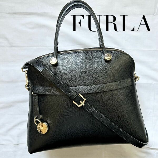 ■2way■FURLA ショルダーバッグ　ハンドバッグ　レザー　黒　ハイパー