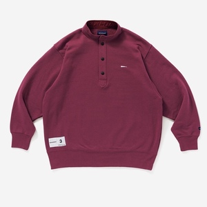 新品未使用 定価25,300円 Size 1 DESCENDANT VOIL HENLEY NECK SWEATSHIRT ヘンリーネックスウェット 192ATDS-CSM30 BURGUNDY 日本製