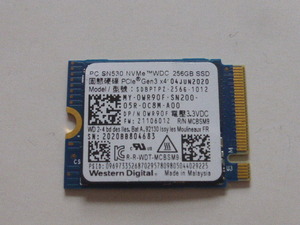 WD SN530 SSD M.2 NVMe Type2230 Gen 3x4 256GB 電源投入回数760回 使用時間143時間 正常97% SDBPTPZ-256G-1012 中古品です