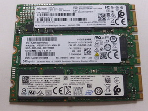 SSD M.2 SATA Type2280 256GB 3枚セット 正常判定 本体のみ 中古品です