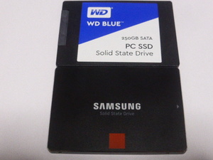 SSD WD BLUEとSamsung 840 PRO SATA 2.5inch 250GB 2台セット 正常判定 本体のみ 中古品です