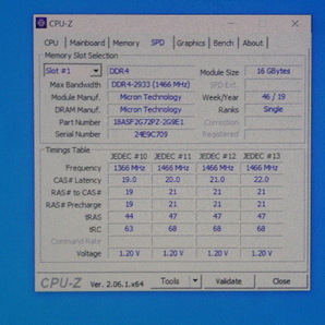 メモリ サーバーパソコン用 Micron DDR4-2933 (PC4-23400) ECC Registered 16GBx4枚 合計64GB 起動確認済です MTA18ASF2G72PZ-2G9E1VI の画像6