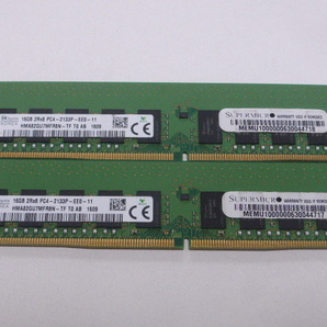 メモリ デスクトップパソコン用 SK hynix DDR4-2133 PC4-17000 ECC Unbuffered 16GBx2枚 合計32GB 起動確認済です HMA82GU7MFR8N-TFの画像1