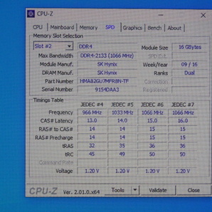 メモリ デスクトップパソコン用 SK hynix DDR4-2133 PC4-17000 ECC Unbuffered 16GBx2枚 合計32GB 起動確認済です HMA82GU7MFR8N-TFの画像6