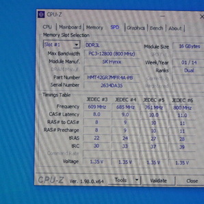 メモリ サーバーパソコン用 低電圧 1.35V SK hynix PC3L-12800R(DDR3L-1600R) ECC Registered 16GBx4枚 合計64GB 起動確認済みですの画像5