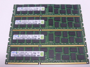 メモリ サーバーパソコン用 低電圧 1.35V Samsung PC3L-12800R(DDR3L-1600R) ECC Registered 8GBx4枚 合計32GB 起動確認済みです①