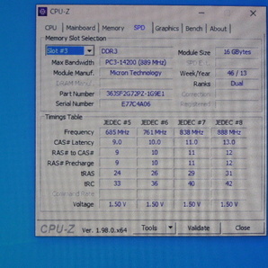 メモリ サーバーパソコン用 1.5V Micron PC3-14900R(DDR3-1866R) ECC Registered 16GBx4枚 合計64 GB 起動確認済みです①の画像7