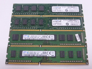 メモリ デスクトップパソコン用 SamsungとCrucial 1.5V DDR3-1600 PC3-12800 4GBx4枚 合計16GB 起動確認済みですが一応ジャンク品扱いです