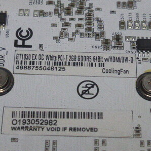 NVIDIA グラフィックボード GeForce GT1030 EX OC White PCI-E 2GB GDDR5 64Bit w/HDMI/DVI-D HDMIにて画面出力確認済 本体のみ 中古品ですの画像5