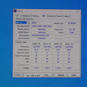 メモリ サーバーパソコン用 Samsung PC4-19200T(DDR4-2400T) ECC Registered 32GBx4枚合計128GB 起動確認済です M393A4K40CB1-CRC4Qの画像7