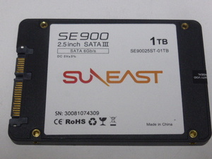 SUNEAST SE900 SSD SATA 2.5inch 1TB(1024GB) 電源投入回数2739回 使用時間6668時間 正常87%判定 本体のみ 中古品です SE90025ST-01TB