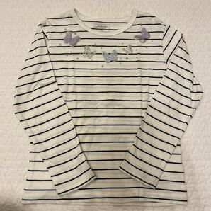 グローバルワーク　長袖Tシャツ　130cm ボーダー　蝶々