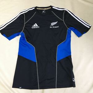 アディダス　adidas　ALL BLACKS　オールブラックス　ラグビージャージ　速乾Ｔシャツ　トレーニングウェア ブラック 　Ｏサイズ