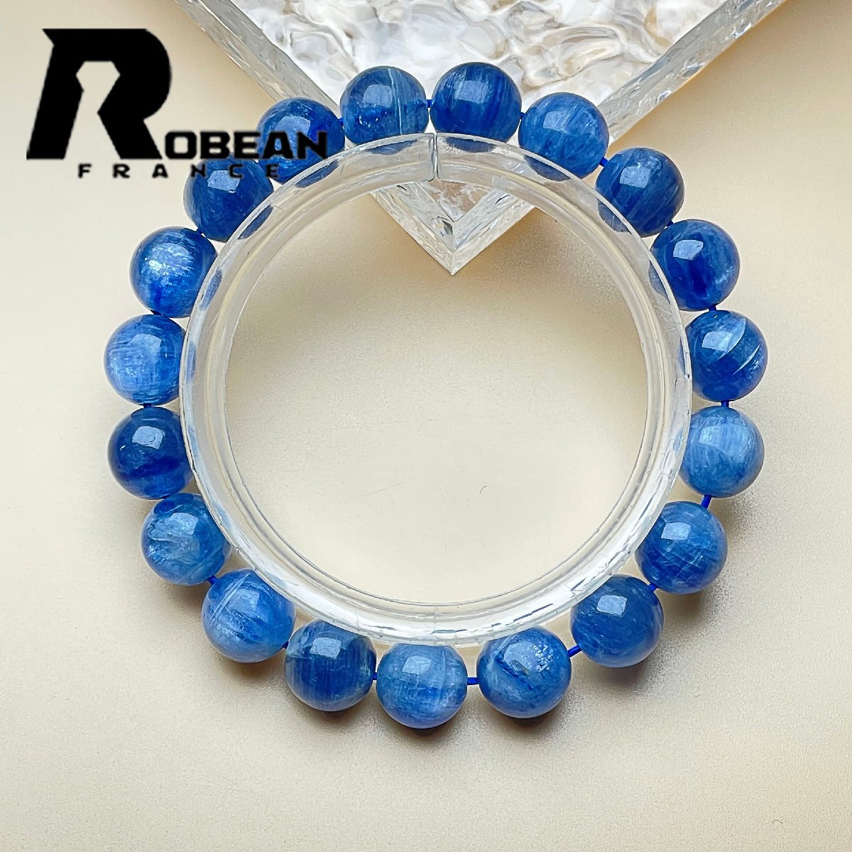 Beautiful Made in EU List price 50, 000 yen★ROBEAN･Kyanite★Power Stone Bracelet Accessory Natural Stone Raw Stone Amulet Luxury 9.8-10.4mm 1001G947, beadwork, beads, natural stone, semi-precious stones