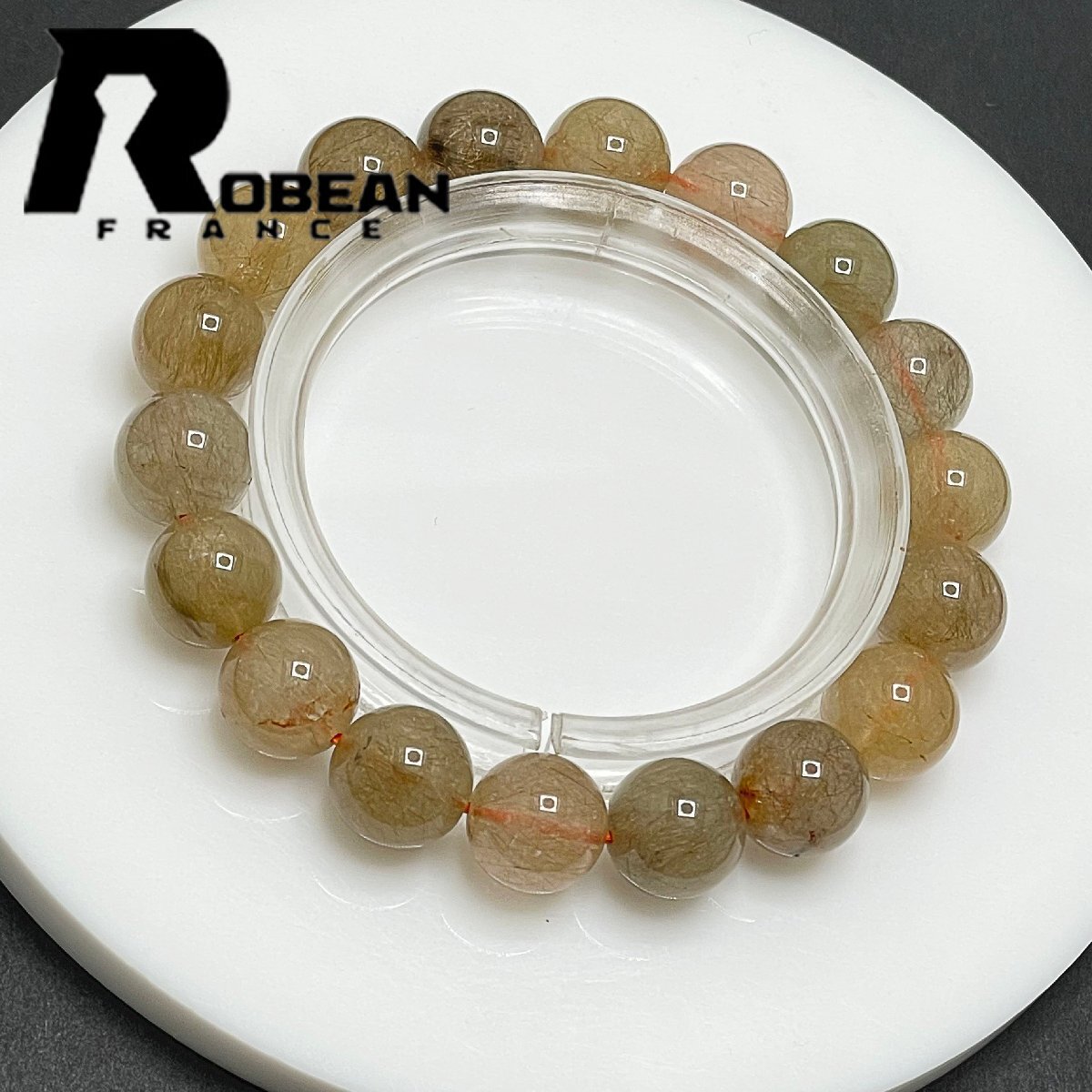 High quality EU made Regular price 50, 000 yen★ROBEAN･Silver rutile★Power stone bracelet Silver needle crystal Natural stone Raw stone Beautiful amulet 11.3-11.9mm 1001G1032, beadwork, beads, natural stone, semi-precious stones