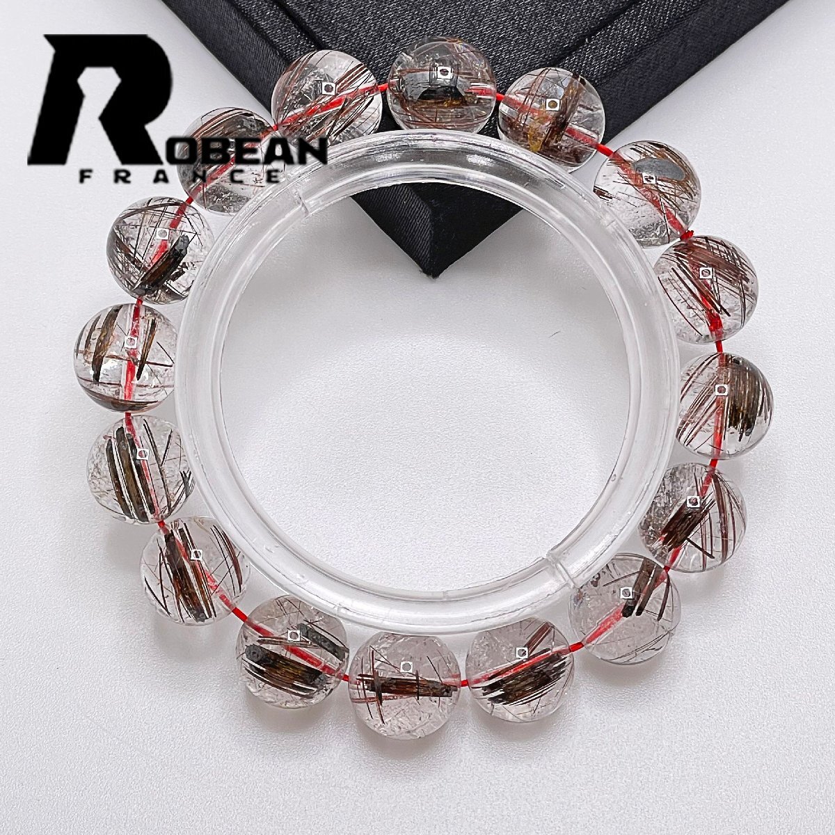 Article spécial Fabriqué en UE Prix régulier 50, 000 yens★ROBEAN･Tourmaline verte quartz rutilé★Bracelet pierre de puissance pierre naturelle belle amulette 12.5-13mm 1001G1225, perlage, perles, Pierre naturelle, pierres semi-précieuses