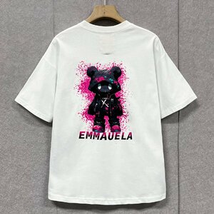 人気・半袖Tシャツ 定価2万◆Emmauela・イタリア・ミラノ発◆上級コットン100％ 個性 快適 クマ ポップ トップス スウェット 街着 夏2XL/52