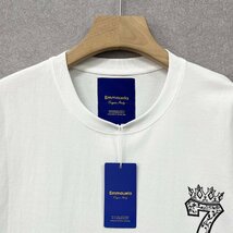 上品・半袖Tシャツ 定価2万◆Emmauela・イタリア・ミラノ発◆コットン100％ 通気 薄手 吸汗 個性 スウェット プルオーバー メンズ 夏服 48_画像4