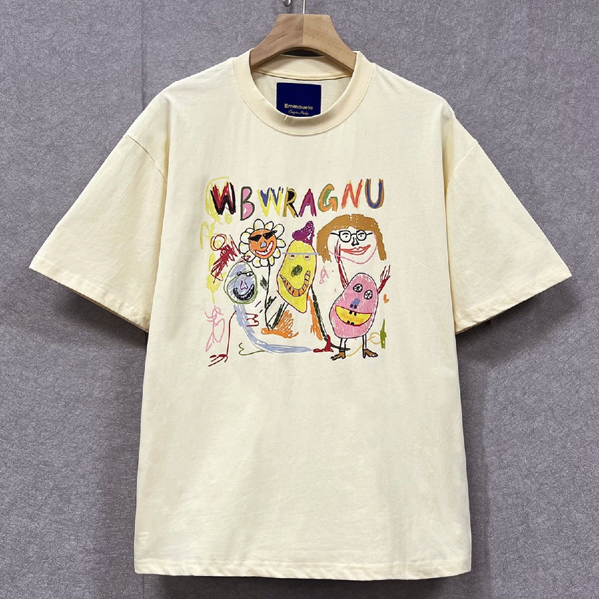 Unique short-sleeved T-shirt Regular price 20, 000 yen ◆Made in Emmauela, Milan, Italy ◆100% cotton Thin Breathable Popular Colorful Hand-painted style Playful Unisex XL/50, XL size and above, round neck, patterned