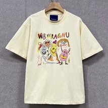 個性・半袖Tシャツ 定価2万◆Emmauela・イタリア・ミラノ発◆コットン100％ 薄手 通気 人気 カラフル 手描き風 遊び心 男女兼用 XL/50_画像1