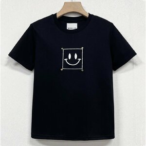 人気ヨーロッパ製※定価2万◆ブルガリア発※RISELIN 半袖Tシャツ 通気 ソフト 吸汗 刺 笑顔 カットソー 着せ カジュアル レディース M