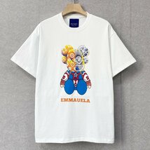 個性・半袖Tシャツ 定価2万◆Emmauela・イタリア・ミラノ発◆米国綿 快適 薄手 モノグラム おしゃれ ベアブリック/Bearbrick XL/50サイズ_画像1