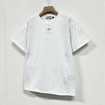 個性ヨーロッパ製※定価2万◆ブルガリア発※RISELIN 半袖Tシャツ 綿100% 薄手 通気 ラインストーン 光沢感 ゆったり スウェット 街着 L_画像7