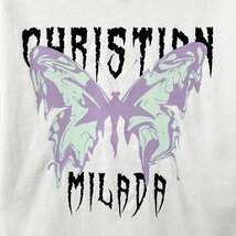 定価2万★christian milada・ミラノ発・半袖Tシャツ★コットン100％ 薄手 通気 爽やか 個性 蝶柄 カットソー ストリート 男女兼用 M/46_画像3