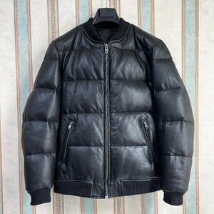  highest peak regular price 13 ten thousand FRANKLIN MUSK* America * New York departure leather * Goose down jacket high grade sheep leather thick protection against cold Rider's leather jacket 1