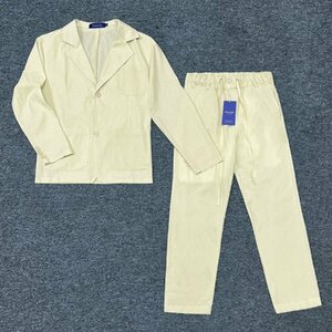  high class * top and bottom set regular price 8 ten thousand *Emmauela* Italy * milano departure * high class linen/ flax cloth ventilation . sweat thin plain pants jacket business commuting 2XL