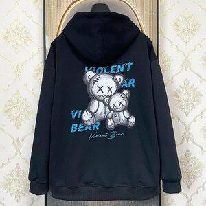 ..EU made & regular price 4 ten thousand *UABONI*Paris* Parker *yuaboni* Paris departure * fine quality comfortable soft bear pattern long sleeve pull over unisex standard 2XL/52