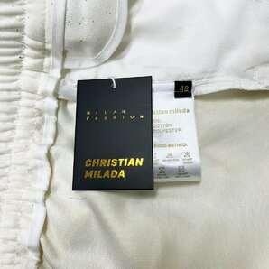 個性EU製・定価3万★christian milada・ミラノ発・ショートパンツ★高級 柔らか 通気 オシャレ スパンコール ボトムス 半ズボン 日常 夏 Lの画像9