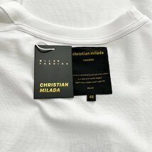 定価2万★christian milada・ミラノ発・半袖Tシャツ★高級 綿100％ 快適 薄手 通気 ロゴ 個性 トップス プルオーバー 日常 男女兼用 M/46_画像8