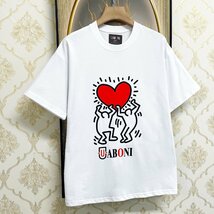 高級EU製＆定価2万◆UABONI*Paris*半袖Tシャツ*ユアボニ*パリ発◆高品質綿100% 快適 吸汗 個性 カットソー スウェット カップル 男女兼用 M_画像8