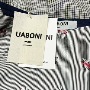 ★★高級EU製＆定価6万◆UABONI*Paris*テーラードジャケット*ユアボニ*パリ発◆上品 リネン混 サマージャケット 七分袖 チェック柄切替XLの画像9